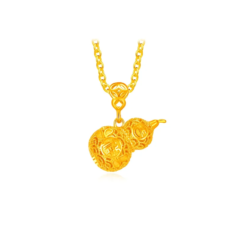 modern hexagon stud earrings 916 Gold Harvest Gourd Pendant
