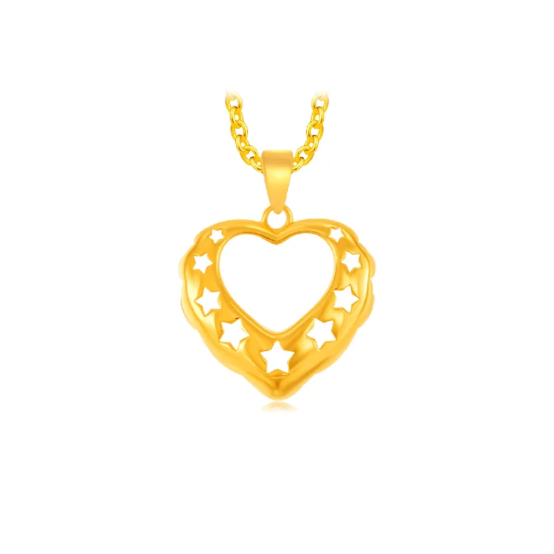 simple gold bar stud earrings 916 Gold Twinkle Heart Pendant
