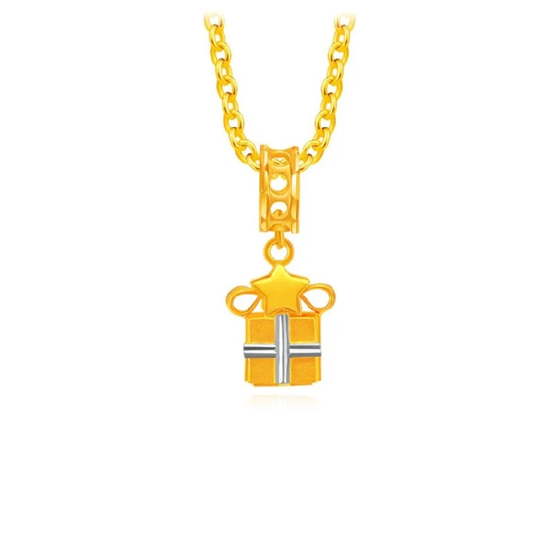 vintage rose gold engagement ring 916 Gold Two-Tone 3D Present Charm Pendant