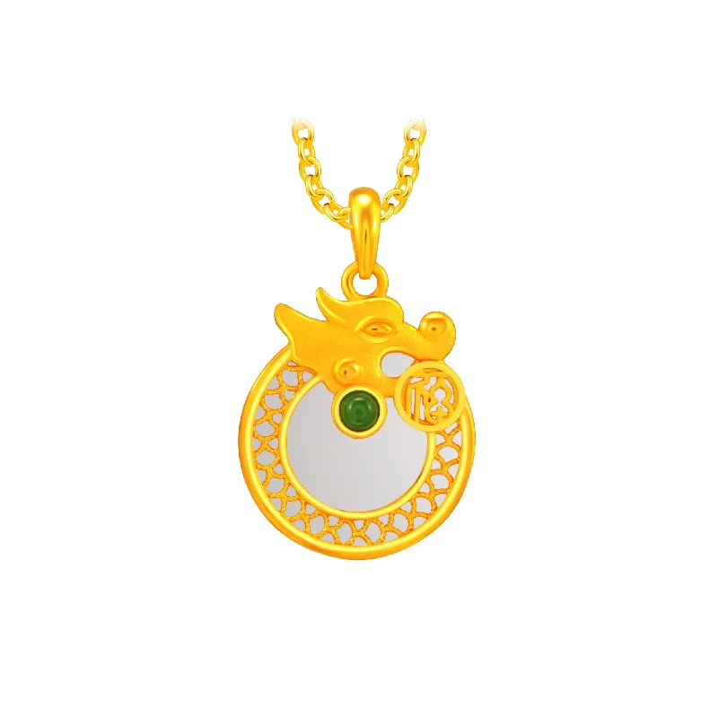 tiny diamond cross necklace 999 Gold Dragon's Embrace Hetian Jade Pendant