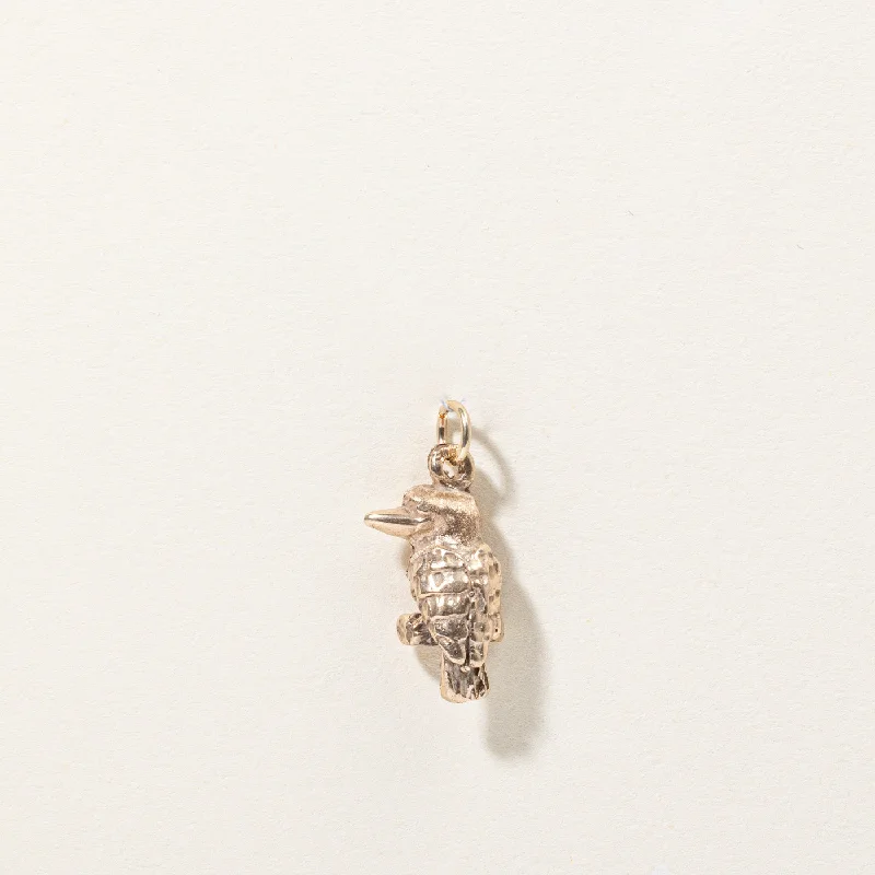 handmade clay bead earrings 9k Yellow Gold Bird Charm