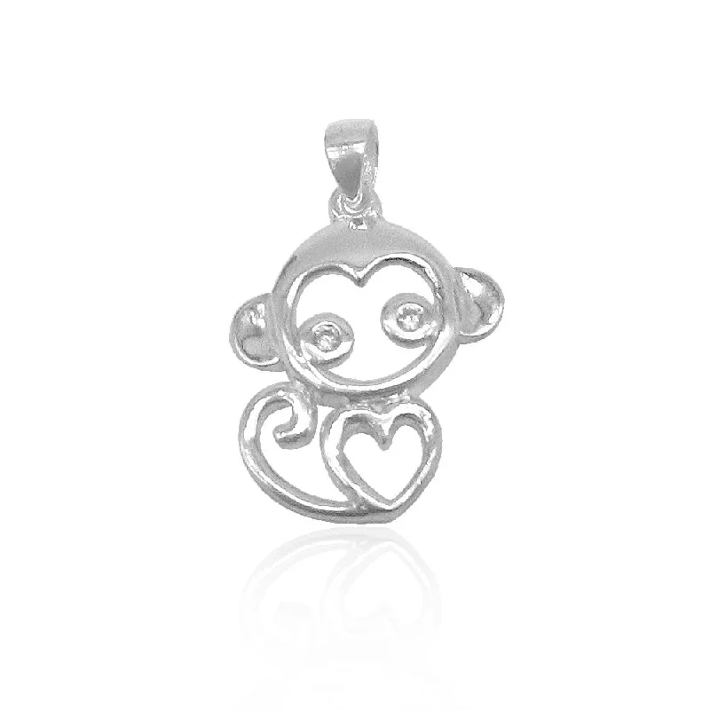 adjustable moon phase bracelet Adelina Open Monkey Heart 925 Sterling Silver Pendant