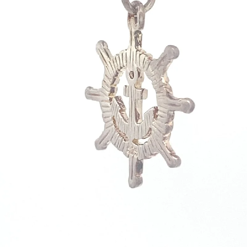 dainty cherry blossom ring Aki Anchor Wheel 925 Sterling Silver Charm