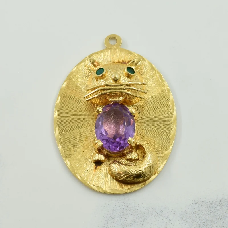 Amethyst & Green Onyx Cat Pendant | 3.00ctw |