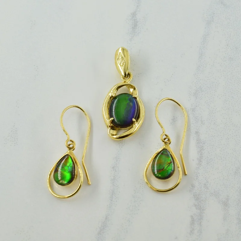 Ammolite Pendant & Earring Set | 2.30ctw |