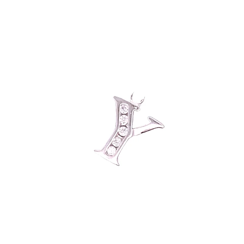 delicate gold band ring Andy Silver Letter Charm with Zirconia Stones