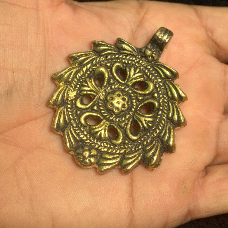 antique filigree wedding band Antique Golden Metal Flower Pendant 2 Inch