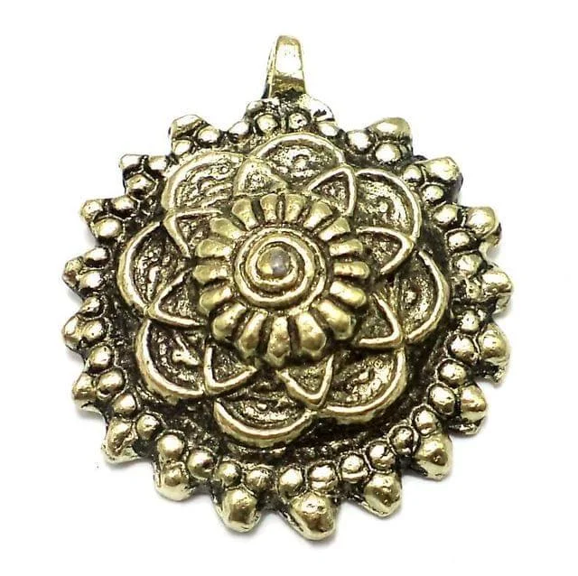 heart pendant necklace gold Antique Golden Metal Flower Pendant 58mm