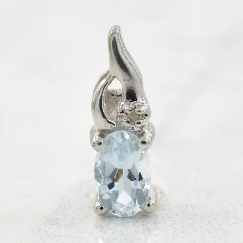 Aquamarine & Diamond Pendant | 0.15ct, 0.003ct |