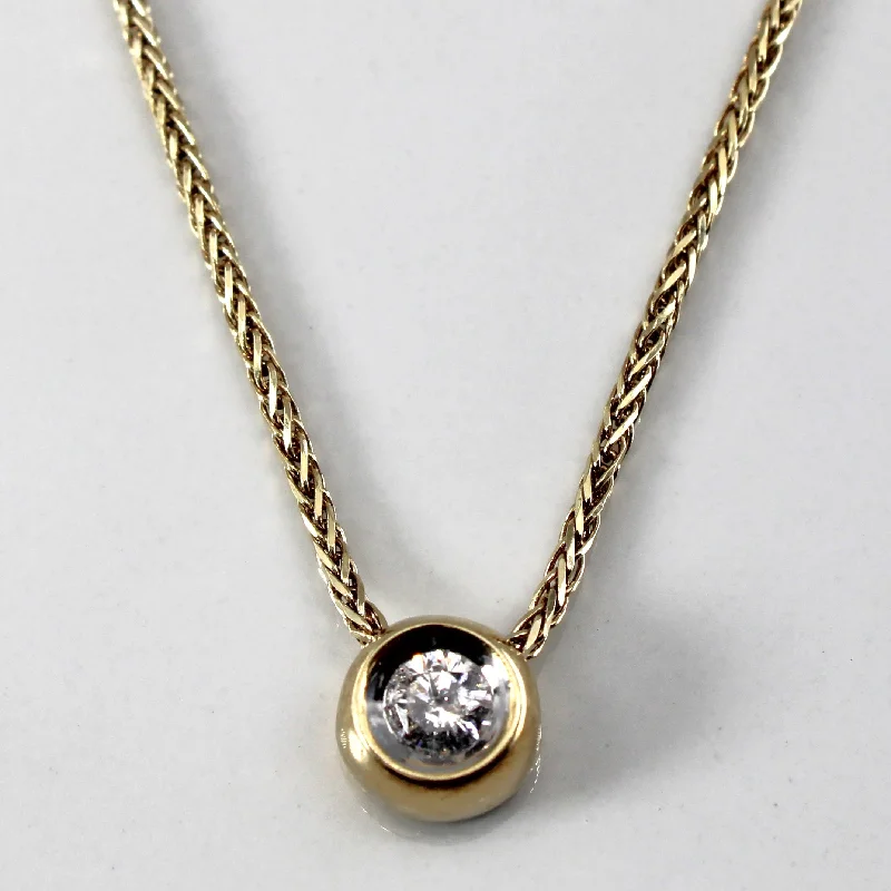 Bezel Set Diamond Pendant Necklace | 0.21ct | 14"|