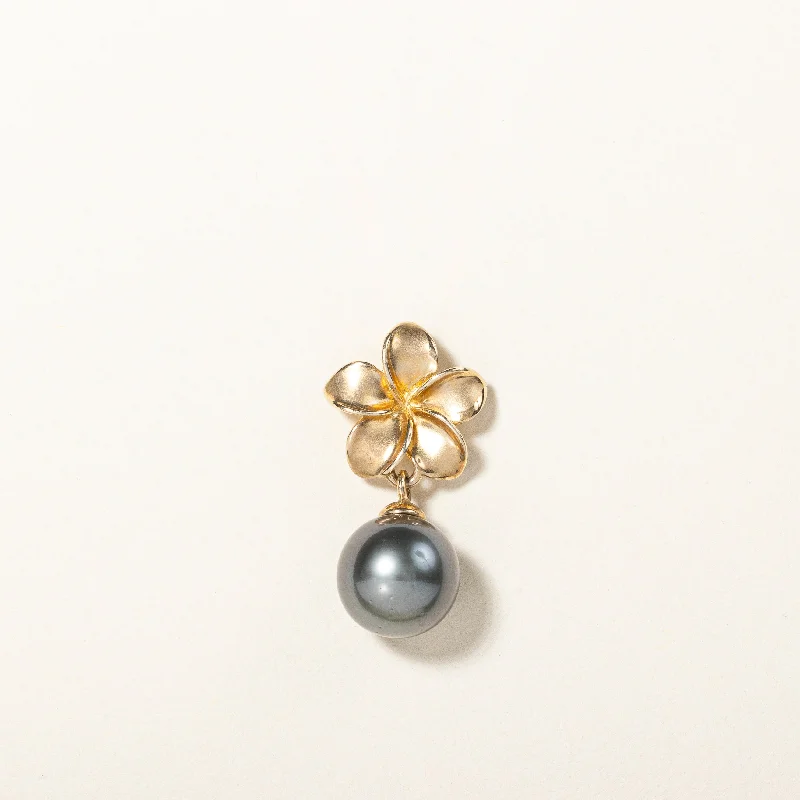 ethical lab-grown diamond ring Black Pearl Plumeria Flower Pendant