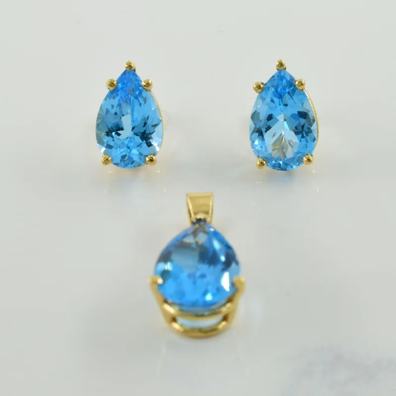 Blue Topaz Pendant & Earring Set | 12.00ctw |