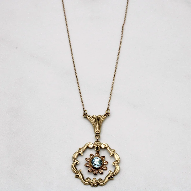 Blue Zircon Pendant 10k Necklace | 0.55ct | 18" |