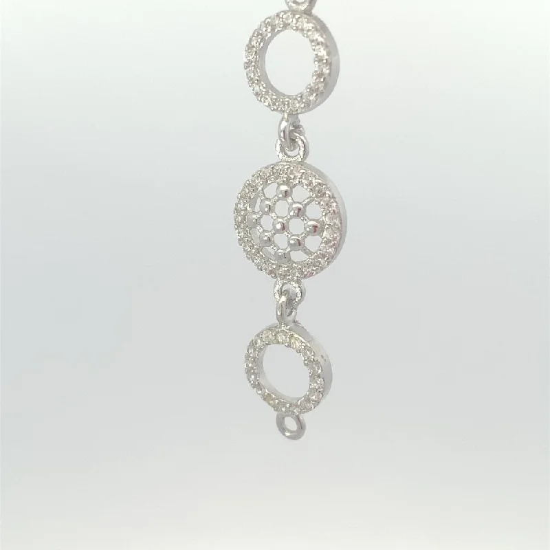 dainty silver hamsa bracelet C5022 3ROUND CZ,NET IN MID