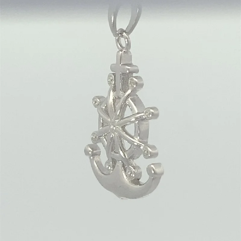 silver wave ring dainty Cali Wheel Anchor 925 Sterling Silver Charm