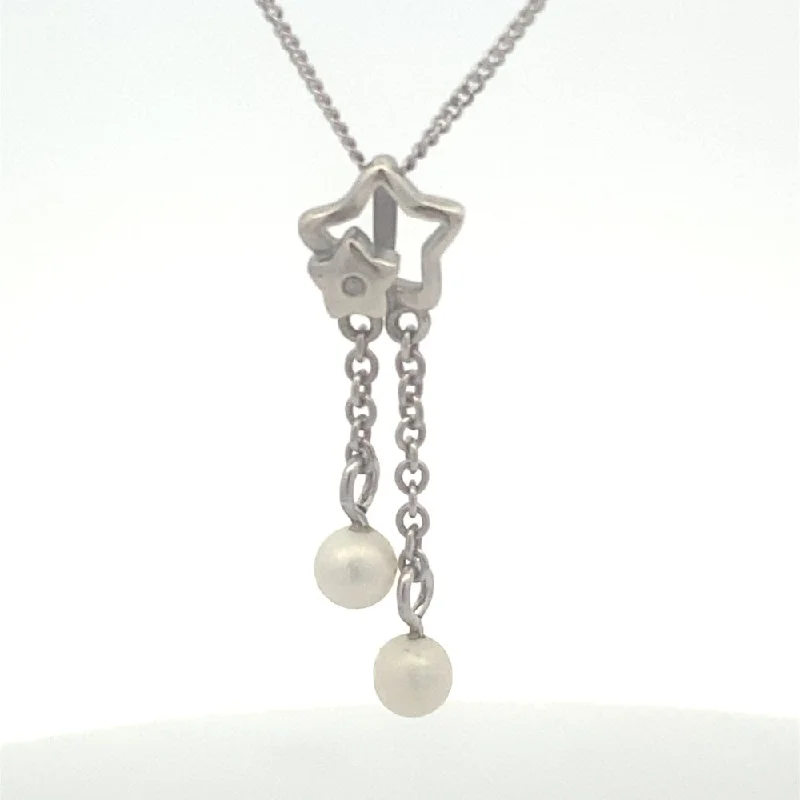 simple snake chain necklace Carina Star with Pearl 925 Sterling Silver Pendant Necklace simple snake chain necklace Carina Star with Pearl 925 Sterling Silver Pendant Necklace