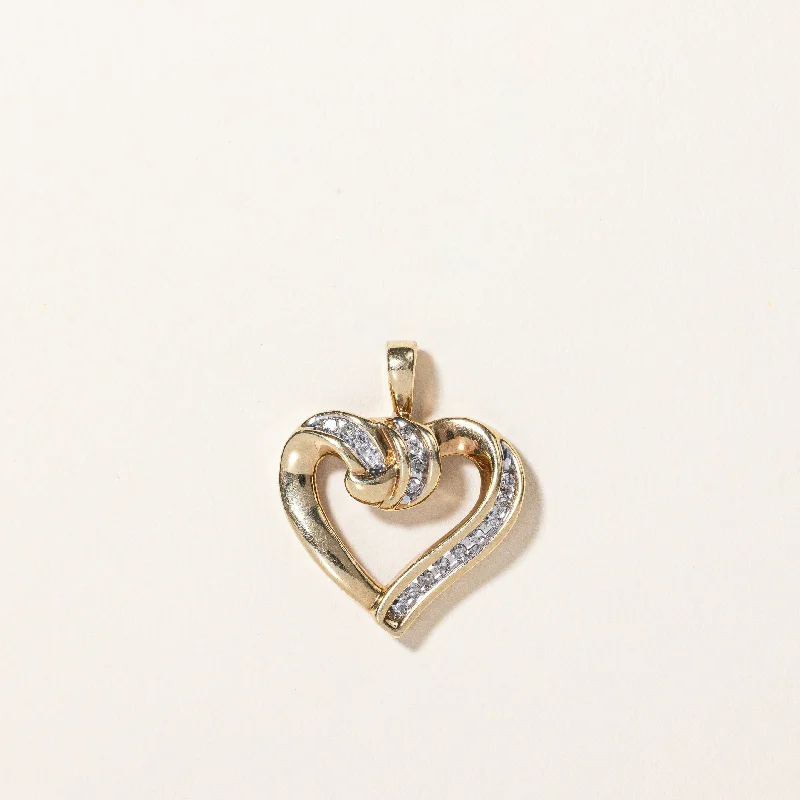 gold wedding band for men Channel Set Diamond Heart Pendant | 0.085ctw |