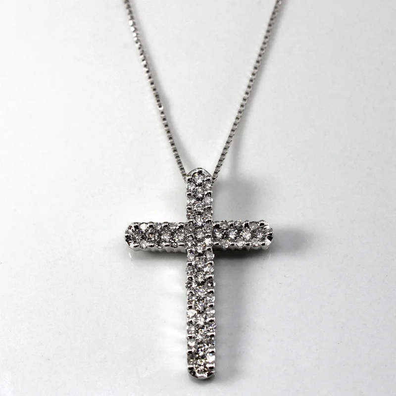 Cluster Diamond Cross Pendant Necklace | 0.82ctw | 21"|