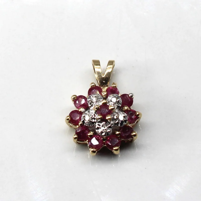 Cluster Ruby & Diamond Pendant | 0.60ctw | 0.02ctw |