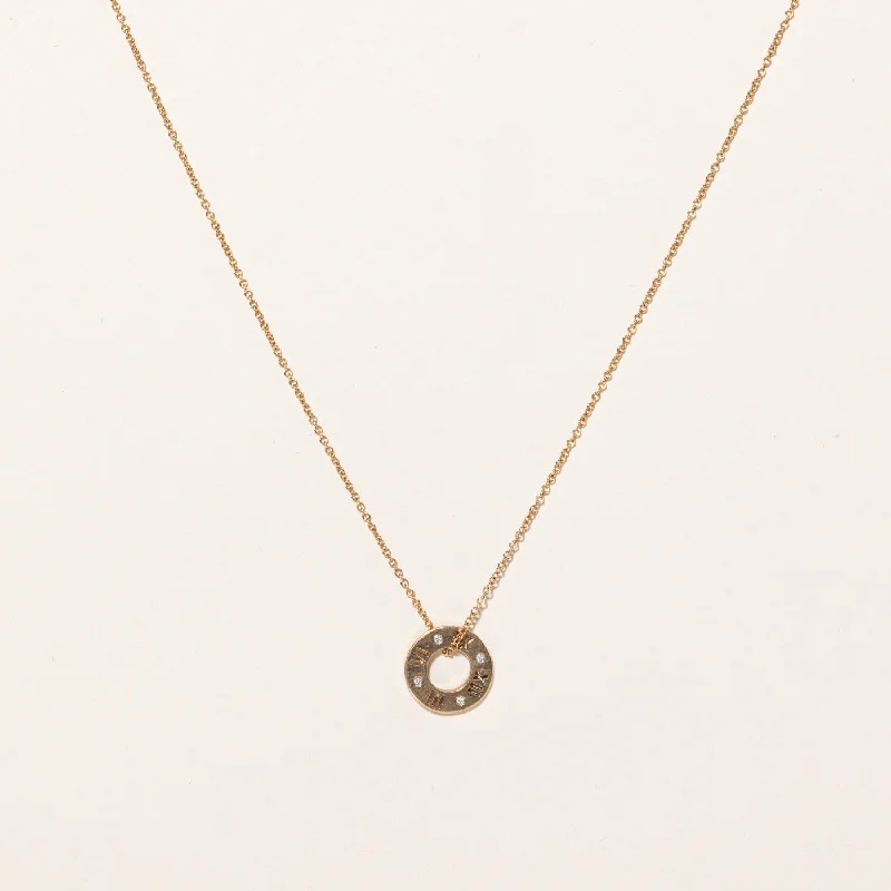 'Tiffany & Co' Atlas 18k Diamond Pendant & Necklace | 18" |