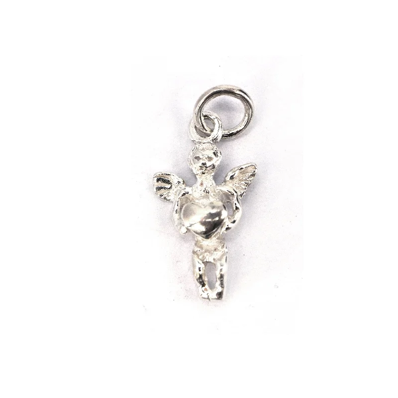 14k gold nose ring hoop Cupid Design with Heart Pendant