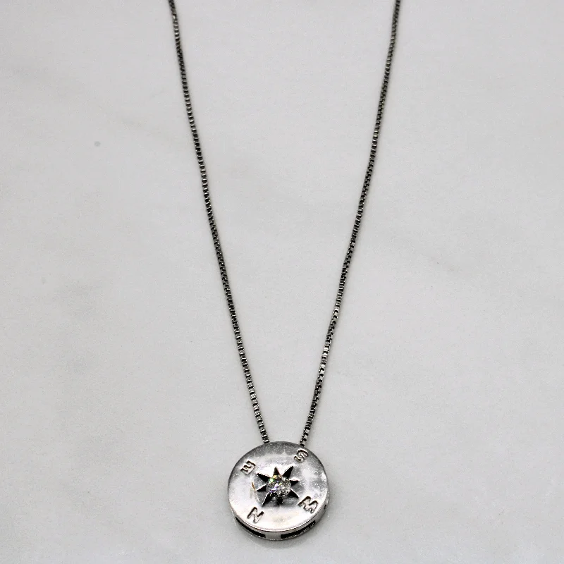 Diamond Compass Pendant & Necklace | 0.12ct | 18" |