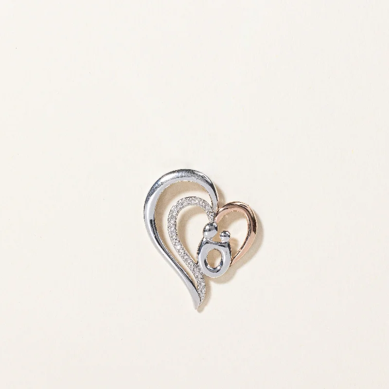 silver feather charm necklace Sterling Silver Diamond Heart Pendant | 0.01ctw |