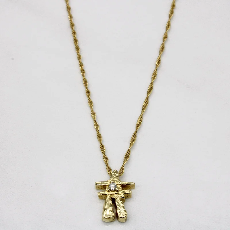 Diamond Inukshuk Pendant & Necklace | 0.03ct | 18" |