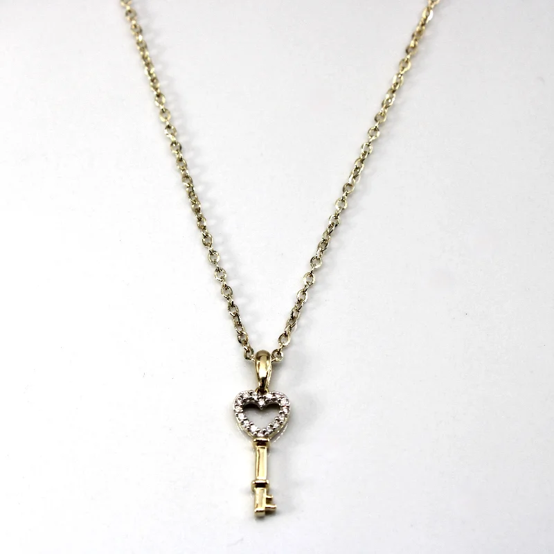 Diamond Key Pendant Necklace | 0.12ctw | 18"|