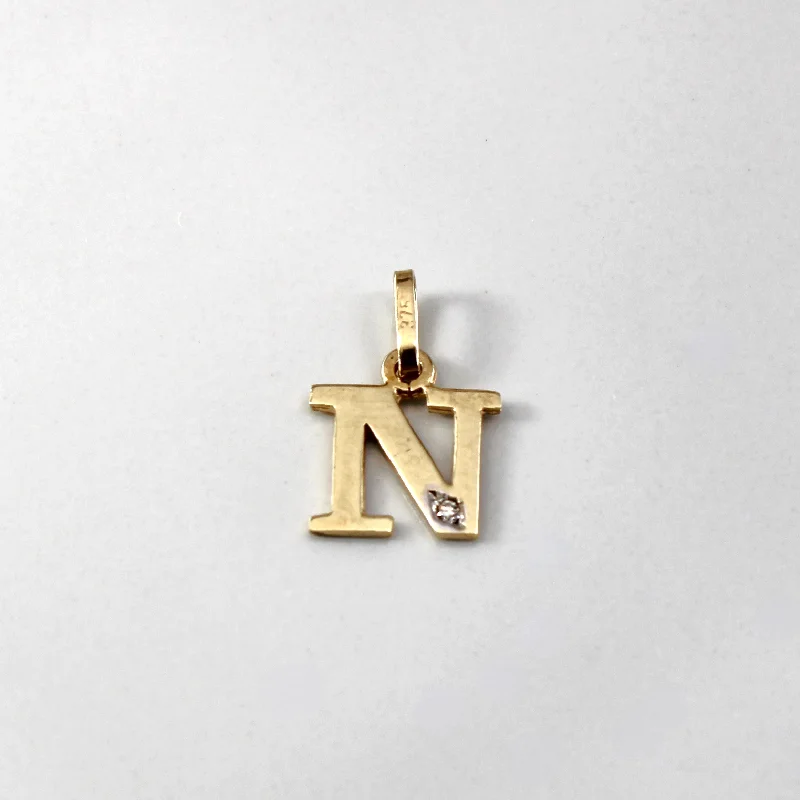 Diamond N Letter Pendant