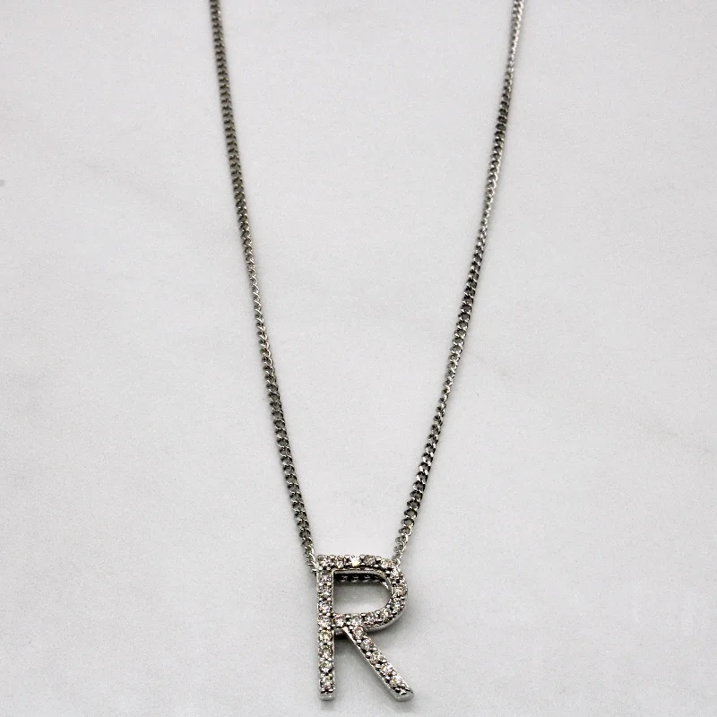 Diamond 'R' Initial Pendant & Necklace | 0.25ctw | 20" |