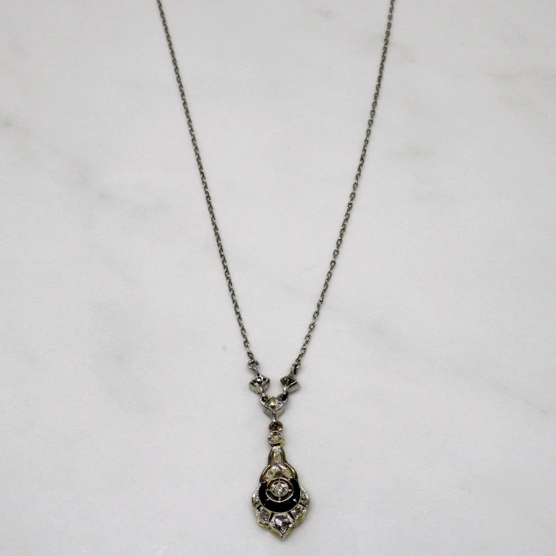 Antique Old Cut Diamond & Synthetic Sapphire Pendant Necklace | 0.28ctw, 0.16ctw | 18" |