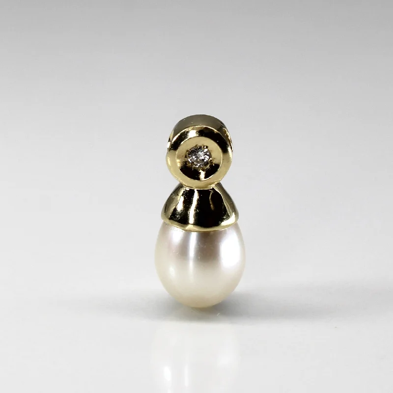 Drop Pearl & Diamond Pendant | 0.03ct |