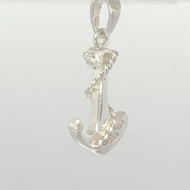 thin silver chain necklace Ecco Anchor 925 Sterling Silver Charm
