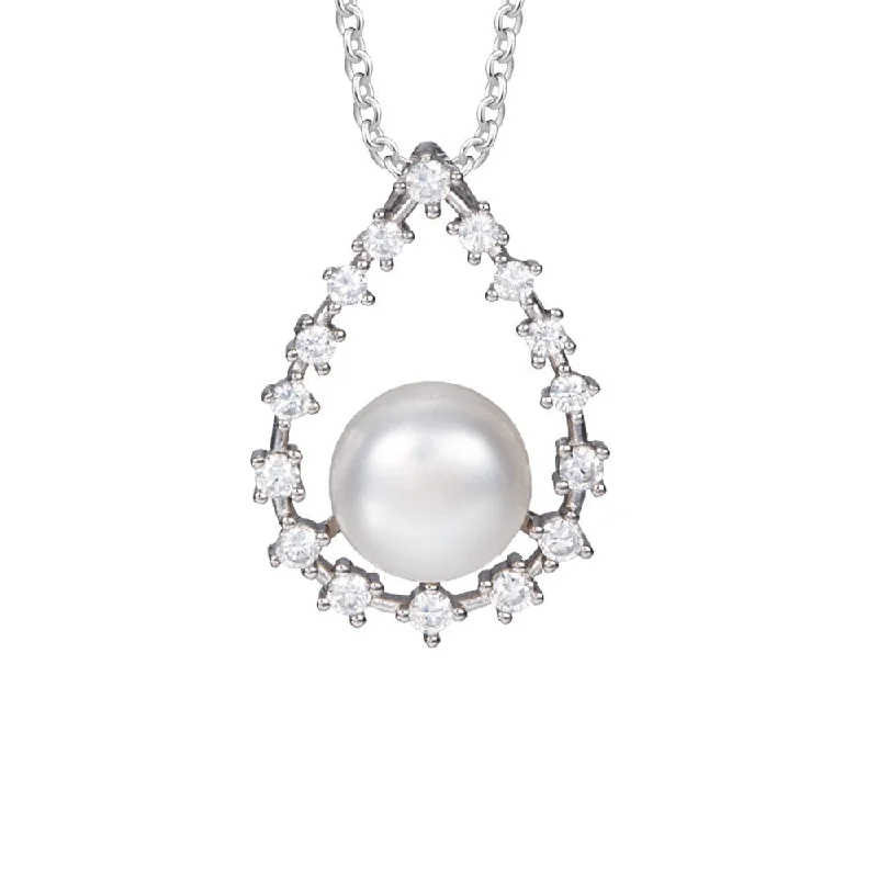 minimalist wedding band set Encrusted Freshwater Pearl Teardrop Pendant
