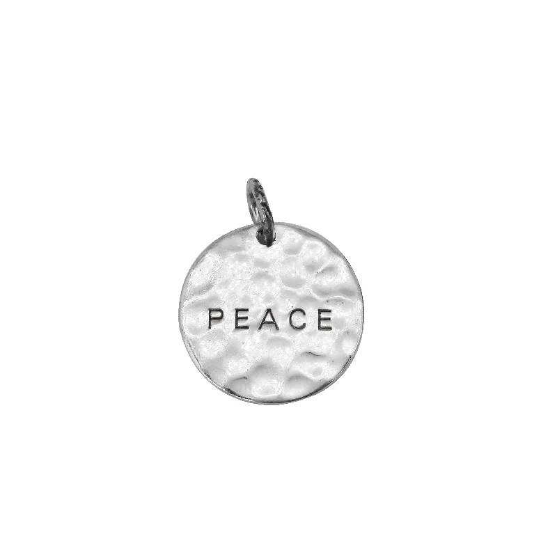 personalized couple rings Engraved Peace in Round Pendant