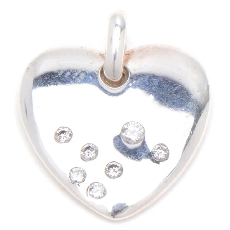 sterling silver infinity bracelet Flat Heart Design with Seven Zirconia Pendant