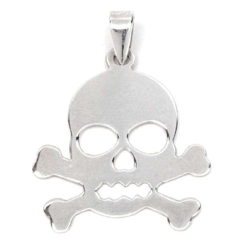 classic pearl strand necklace Flat Pirate Skull Charm