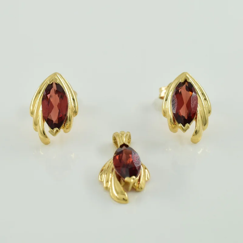 Garnet Pendant & Earring Set | 1.50ctw |