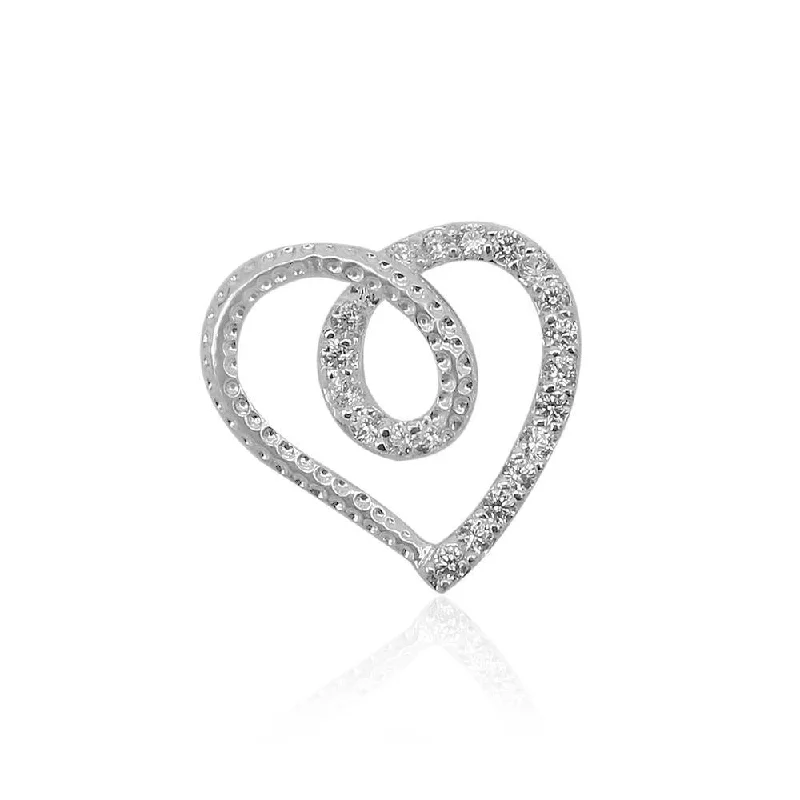 rose gold bezel ring Half Hammered and CZ Swirl Heart Charm