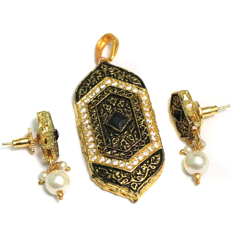 aquamarine birthstone necklace March Kundan Pendant With Earring Set