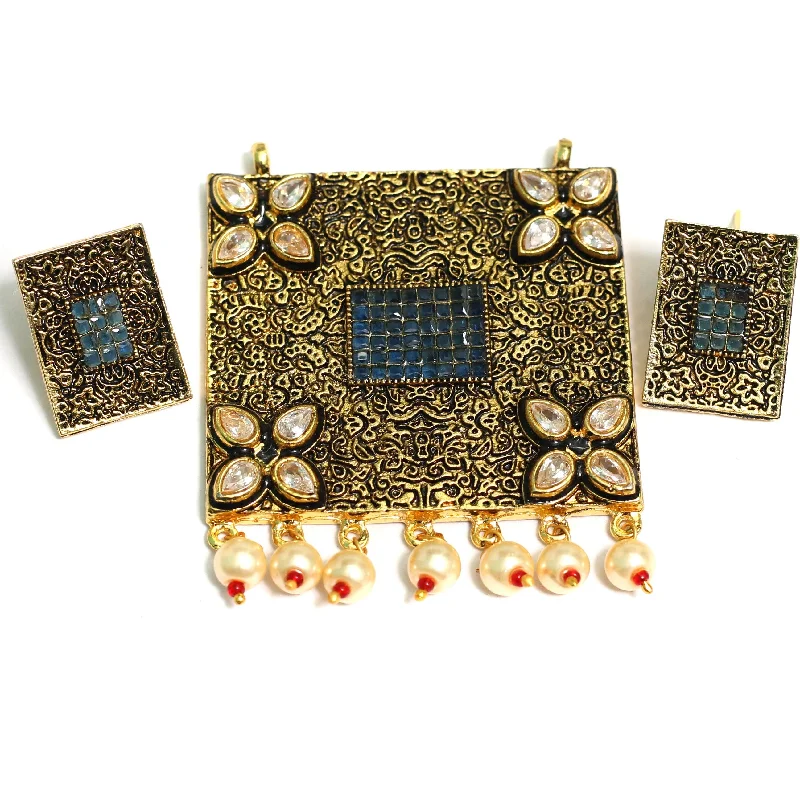 diamond tennis bracelet real Kundan Pendant With Earring Set