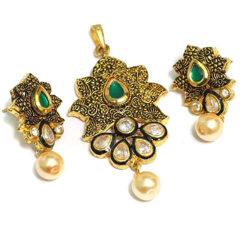 eternity ring for anniversary Kundan Pendant With Earring Set