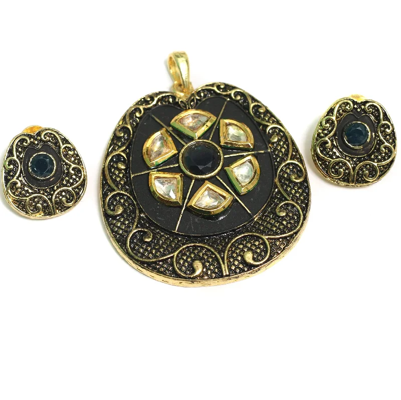 men’s tungsten wedding ring Kundan Pendant With Earring Set
