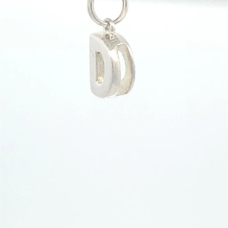handmade antique silver bangle Letter D Plain 925 Sterling Silver Personalized Initial Letter Charm