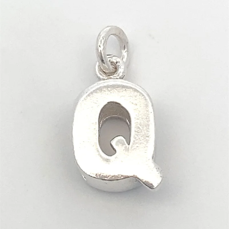 real zircon gemstone bracelet Letter Q Plain 925 Sterling Silver Personalized Initial Letter Charm