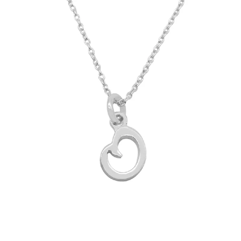 sterling silver lotus ring Monotype Letter O Pendant with 16 Cable Chain Necklace