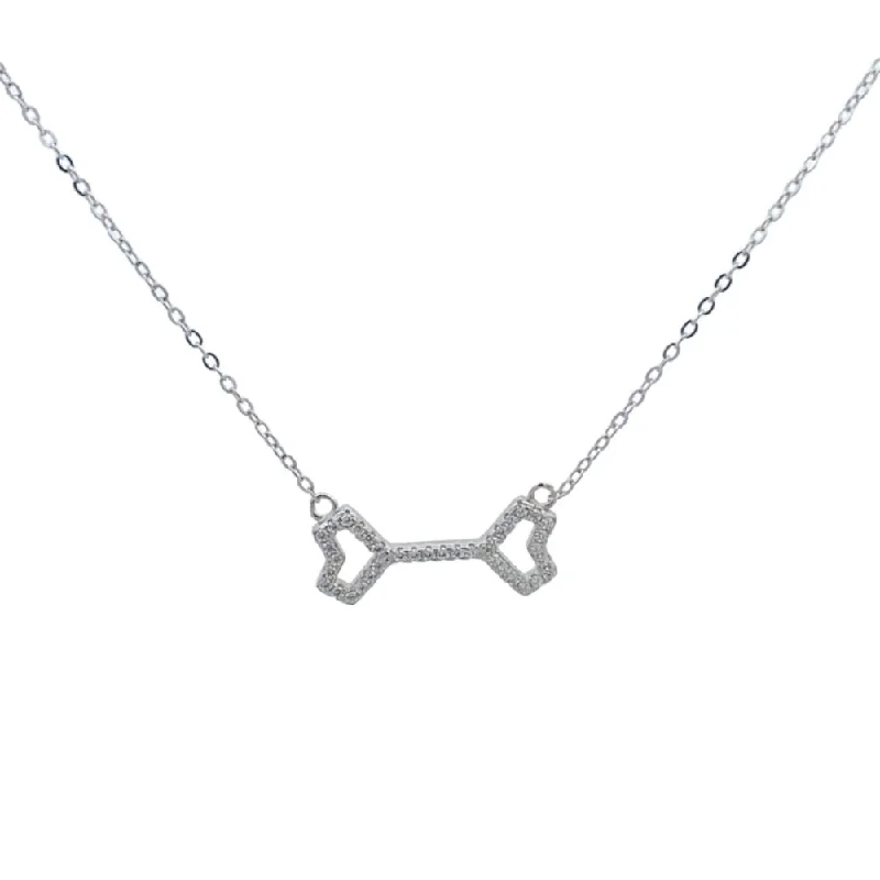 minimalist horseshoe necklace gold N5108 16IN +1.5IN RHODIUM NOVELTY BONE IN CZ SN 2.40G