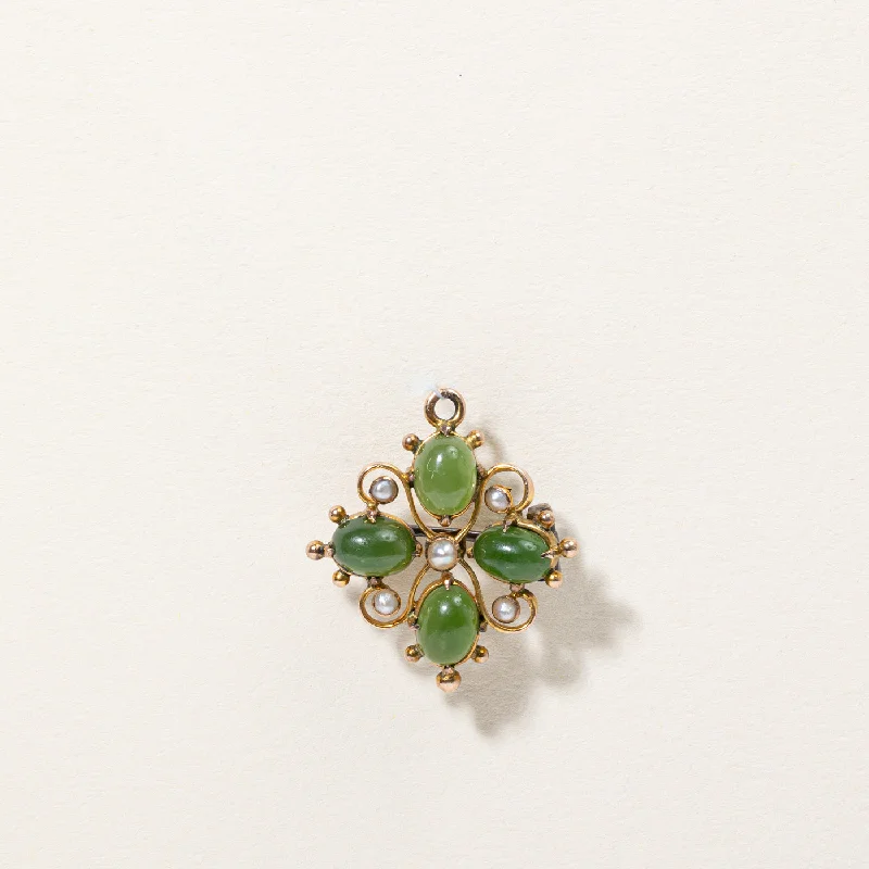 personalized initial ring stackable Nephrite Jade & Pearl Pendant & Brooch | 2.20ctw |