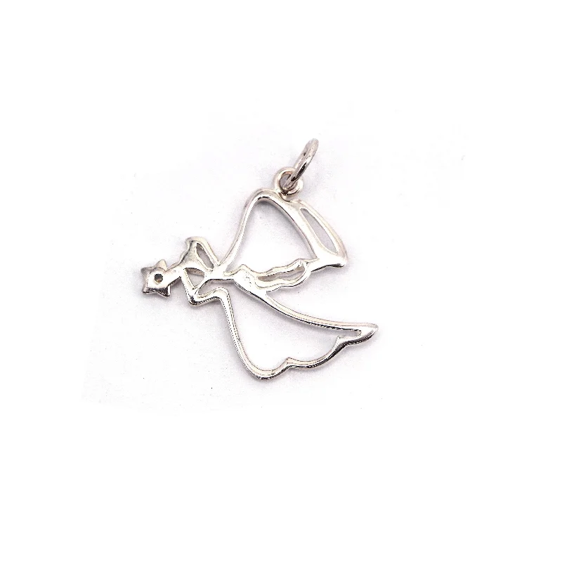unique diamond stud earrings Open Angel Pendant  with Free Cable Chain